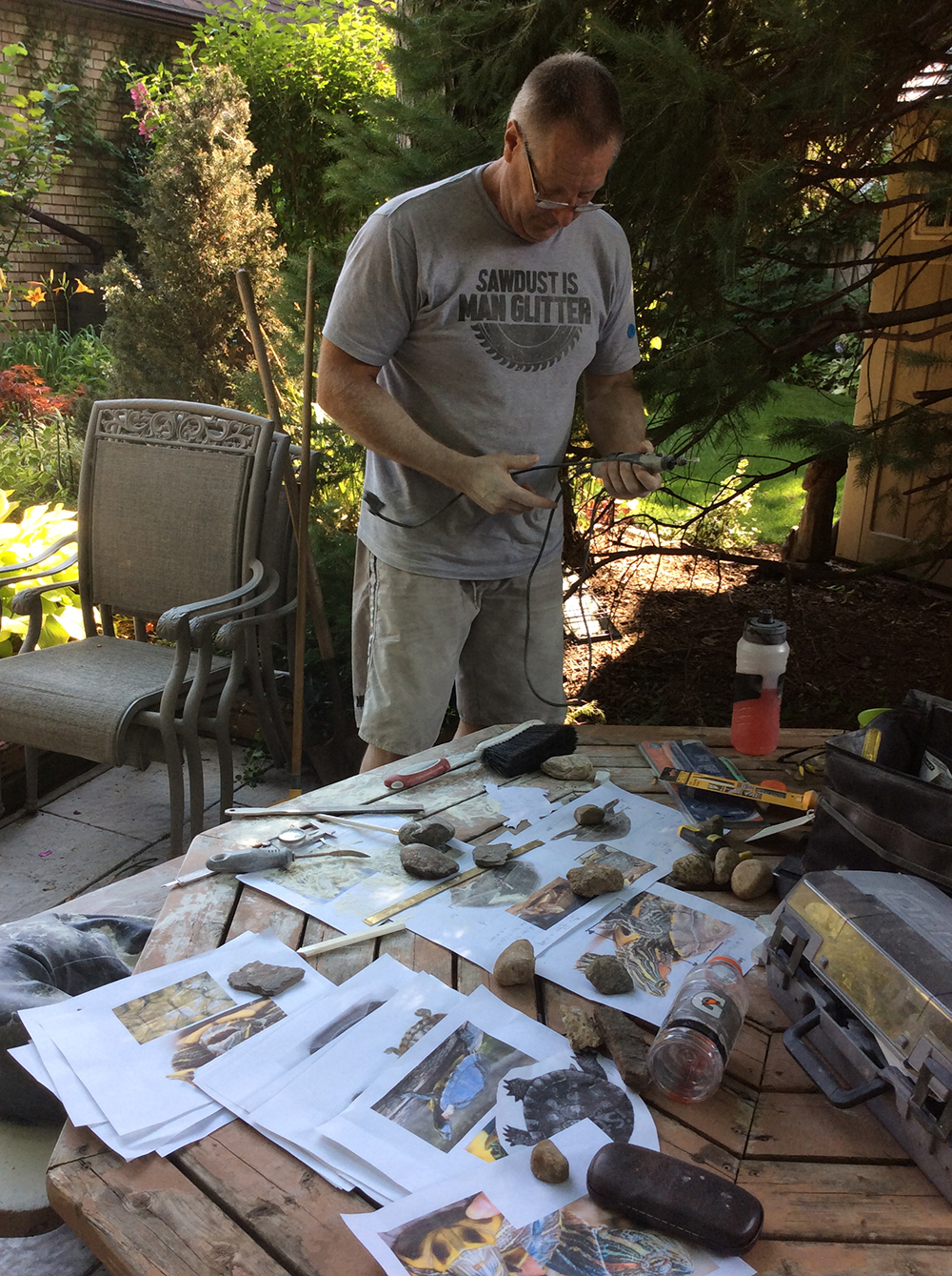 Artist Roger Holliss Carving